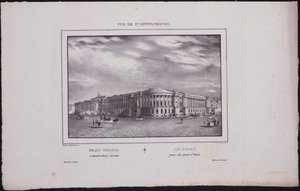 Pohledy na Petrohrad. Pohled na budovu Senátu z mostu Saint Isaacs, 1833 od Vasili Semenovich Sadovnikov