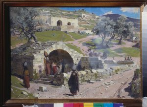Studna Panny Marie v Jeruzalémě (Izrael) - Studna Panny Marie v Nazaretu - Obraz Vasilije Dmitrieviče Polenova (1844-1927), olej na plátně