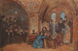 Scénografie k opeře Boris Godunov M. Musorgského od Vasilij Dmitrievich Polenov