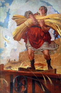Kolektivní farmář par Kostyanitsyn, Vasilij Nikolajevič (1881-1940). Olej na plátně od Vasily Nikolaevich Kostyanitsyn