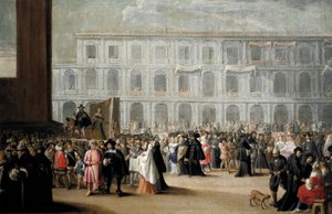 Karneval na náměstí svatého Marka v Benátkách od Venetian School