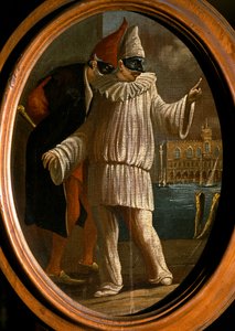 Pulcinella a Pantalone. 18. století (olej) od Venetian School
