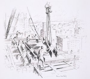 Pohyblivé trámy v 25. patře Empire State Building, vydal William Edwin Rudge od Vernon Howe Bailey