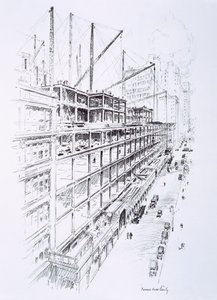 Pohled na jeřáby v 8. patře Empire State Building, květen 1930, publikoval William Edwin Rudge od Vernon Howe Bailey