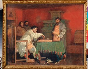 Scéna ze života ruského cara (Hra v šachy) - Scéna ze života ruského cara (Hra v šachy) - Malba Vjačeslava Grigorijeviče Schwarze (1838-1869), olej na plátně od Viatcheslav Grigorievitch Schwarz