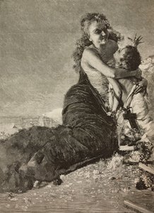Renesance, matka s dítětem, z malby Vincenza Irolliho od Vicenzo (after) Irolli
