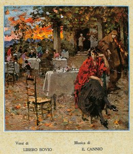 Venkovní restaurace, ilustrace ke sbírce neapolských písní. Itálie, 20. století. (ilustrace) od Vicenzo Irolli