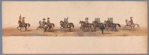 Historický průvod u druhého stého výročí Utrechtské univerzity aplikovaných věd, 1836 (deska 2) Přiblížení nizozemských armád k Ostende, 3. července 1600, den po vítězství u Nieuwpoortu; podle krojovaného znázornění udávaného H H Studentem od Victor Adam