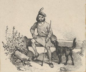 Muž sedící se psem, polovina 19. století. od Victor Adam