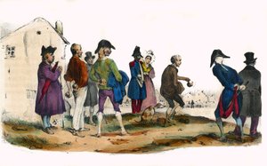 Martin, hráč s míčem. V „“ Album Grotesque, Choices of Outstanding Types“, ilustrace Victor Adam, Paříž, kolem roku 1850.