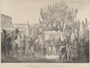 Vojenský festival v Boulogne, kde Napoleon uděloval hvězdy Řádu čestné legie