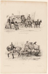 Omnibusový autobus na Champs-Elysées, kolem 1841-44 (tisk) od Victor Adam