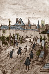 Jansenist Convulsionary (nebo Saint Medard) (Díla křečí) v 18. století: „“ nemocní a nemohoucí jdou na hřbitov Saint-Medard (kde je hrob jáhna Francoise Paris), aby byli zázračně gueris“ (Convulsionnaire praktiky ( Convulsionna