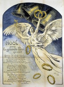 Alegorická postava Míru - Báseň „Vánoce pro velký mír, který přichází“ od André Fontainea, ill. od V. Prouvé