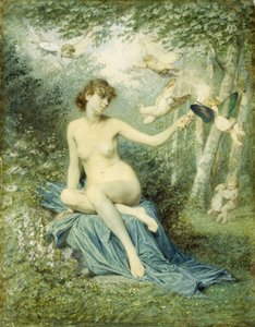 Nymfa odhánějící lásku pochodní od Victor Florence Pollet