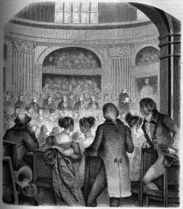 Přijetí abbé Jean Sibrake (Jean-Sibrakes) (Siffrein) Maury (1746-1817) na Academy Francaise v roce 1785 - rytina Francka od Victor Franck