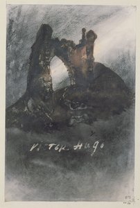 Ruiny v Groz-Nez, Jersey nebo The Arch (tužka, inkoust a sépie na papíře) od Victor Hugo