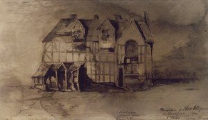 Dům Williama Shakespeara (1564-1616) ve Stratfordu nad Avonou (pero, tuš a wash na papíře)