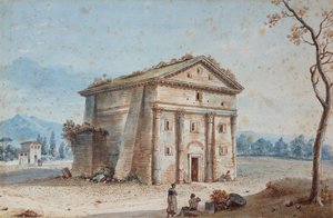 Římská hrobka na římském venkově Via Appia (kresba)