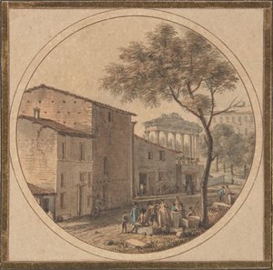 Pohled na Forum Romanum se Saturnovým chrámem v pozadí, n. d. od Victor Jean Nicolle