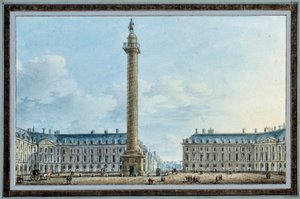 Pohled na zvonovitý sloup umístěný Place Vendome v Paříži Akvarel od Victora Jean Nicolle (1754-1828) Kolem 1810 Sun. 0,67x0,12 m Malmaison, musee du chateau