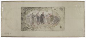 Skica pro Galerii Lobau, Hôtel de Ville, Paříž: Rodina od Victor Jean Pierre Maziès
