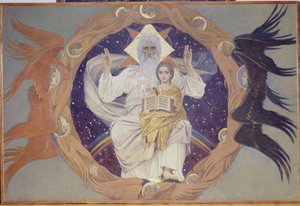 Nejsvětější Trojice, přípravná skica pro katedrálu Alexandra Něvského ve Varšavě, 1907 od Victor Mikhailovich Vasnetsov