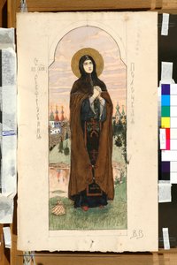 Portrét Eufrosyne z Polotska (Eufrasinnia, Efrasinnia) (1110-1173) (studie pro fresku v katedrále sv. Vladimíra v Kyjevě) - dílo Viktora Michajloviče Vasněcova (1848-1926) od Victor Mikhailovich Vasnetsov