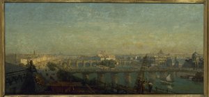 Paříž od východu: pohled ze střech Louvru v roce 1856 (malba) od Victor Navlet
