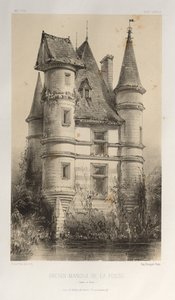Malebná architektura aneb památky 15. století. A XVI. Století: Francouzské zámky 18. a 16. století: Pl. 63, bývalý zámek De La Fosse (Saône et Loire) od Victor Petit