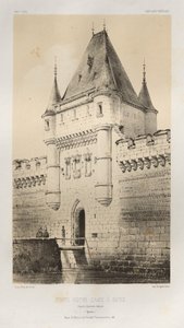 Malebná architektura aneb památky 15. století. A XVI. Století: Hrady Francie XV a XVI Století: Pl. 80, Porte Notre-Dame in Sens podle starých kreseb (Yonne) od Victor Petit