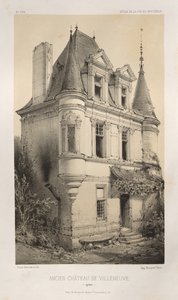 Malebná architektura aneb památky 15. století. A XVI. Století: Chateaux De France XV a XVI Století: Pl. 9, Starý zámek Villeneuve (Yonne) od Victor Petit
