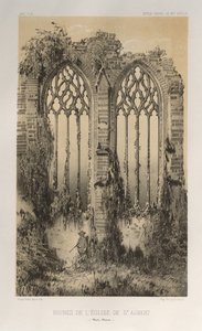 Malebná architektura aneb památky 15. století. A XVI. Století: Zámky Francie XV. A XVI. Století: Pl. 38, Ruiny kostela svatého Auberta (Haute-Marne) od Victor Petit