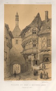 Malebná architektura aneb památky 15. století. A XVI. Století: Chateaux De France XV a XVI Století: Pl. 5, Dřevěný dům v Bourbon-Lancy (Saone Et Loire) od Victor Petit