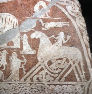 Wotan (Odin), na svém osminohém koni Sleipnir - Viking Runes z ostrova Gotland (Švédsko)