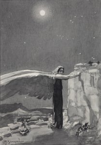 Ilustrace k básni Démon od Michaila Lermontova, 1913-1914 od Viktor Dmitrievich Zamiraylo