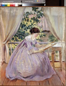 ""La brodeuse"" (vyšívačka) Viktorka (Victor) Elpidiforovič Borisov-Musatov (Borisov Musatov) (1870-1905) 1901 Státní ruské muzeum, Petrohrad