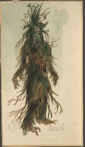 Leshy. Kostýmní návrh opery Sněhurka od N. Rimského-Korsakova, 1885. od Viktor Mikhaylovich Vasnetsov