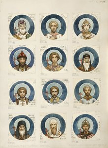 Medailony s ruskými světci Studium fresek v katedrále svatého Vladimíra v Kyjevě, 1884-1889 od Viktor Mikhaylovich Vasnetsov