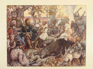 Zbytek velkoknížete Vladimíra II Monomacha na lovu. Imperiální hon v Rusku od N. Kutepova, od Viktor Mikhaylovich Vasnetsov