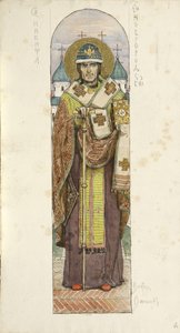 Svatý Nikita, novgorodský biskup Studium fresek v katedrále svatého Vladimíra v Kyjevě, 1884-1889 od Viktor Mikhaylovich Vasnetsov