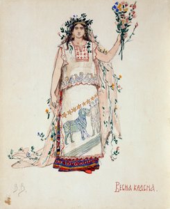 Jarní krása. Kostýmní návrh opery Sněhurka od N. Rimského-Korsakova, 1885 od Viktor Mikhaylovich Vasnetsov