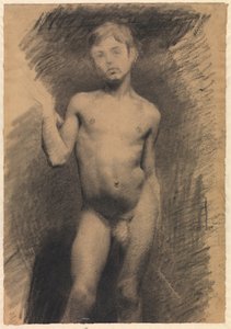 Stojící nahý chlapec. Modelová studie