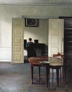 Interiér se ženou hrající na klavír, 1910
