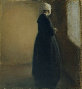 Stará žena stojící u okna od Vilhelm Hammershøi