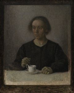 Ida Hammershøi, Umělcova žena, s šálkem čaje od Vilhelm Hammershøi