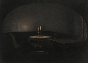 Interiér. Umělé světlo od Vilhelm Hammershøi