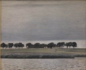 Studie pro sluneční déšť, jezero Gentofte od Vilhelm Hammershoi