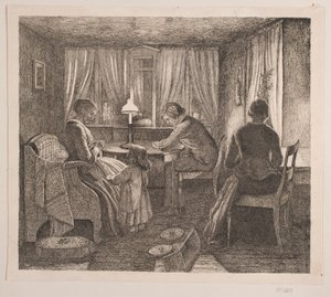 Interiér s rodinou umělce od Vilhelm Kyhn