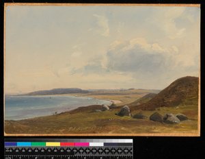 Pohled na Hesbjerg z panství Hornbaek, 1857 (olej na papíře na palubě) od Vilhelm Peterson